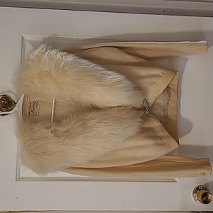 Vintage sweater with fur collar.